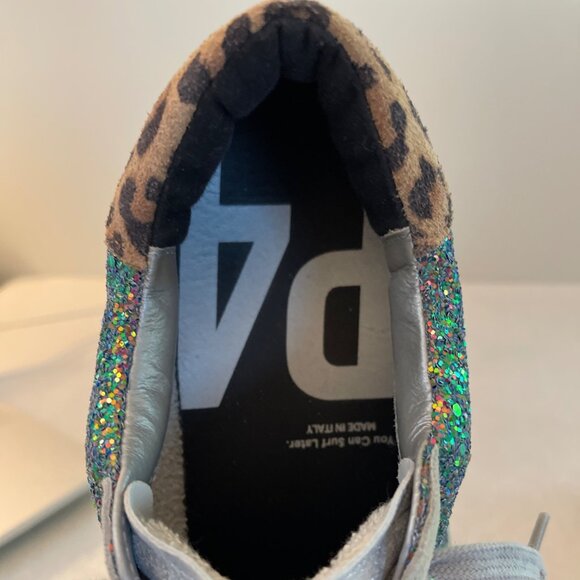 P448 Glitter & Leopard Print Low-Top Sneakers Womens Size 41 - Picture 8 of 12